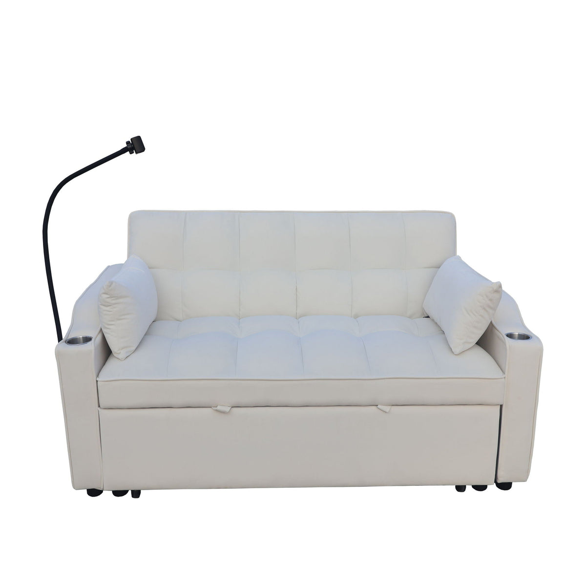 Modern Loveseat Futon Sofa with Pullout Bed and Adjustable Backrest - Multiple Colors