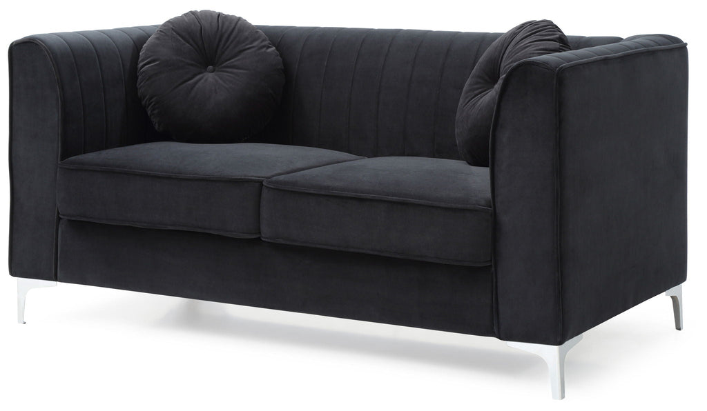 Glam Styled Micro Suede Loveseat with Channel Quilting - Multiple Colors