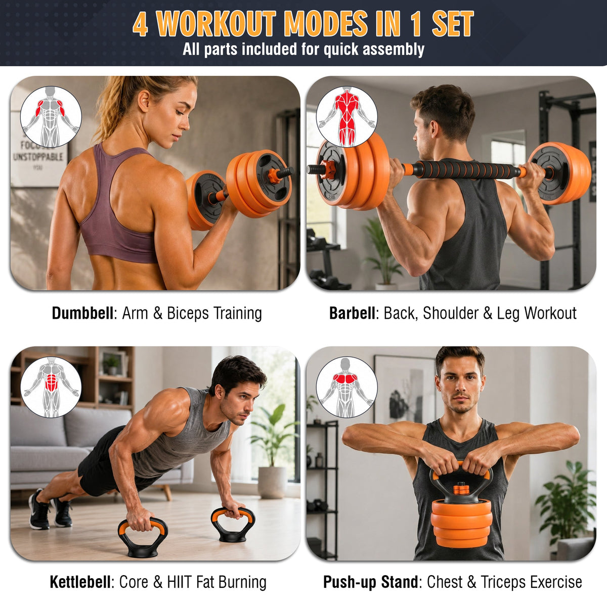 66LB Adjustable Dumbbell Set with Multi-Function Design