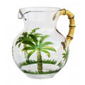 Palm Tree Design Unbreakable Plastic Water Pitcher with Lid and Spout - Clear