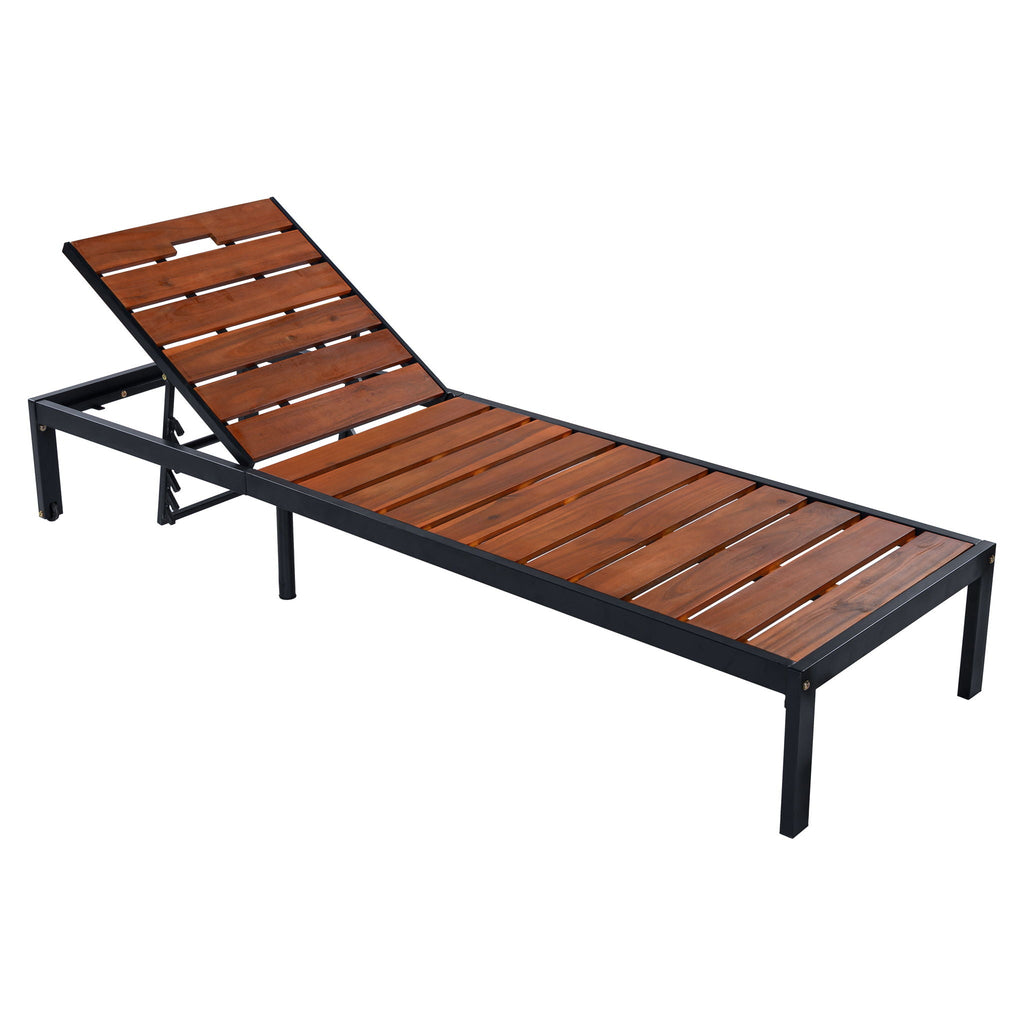 Outdoor Chaise with Adjustable Backrest - Light Brown or Dark Brown