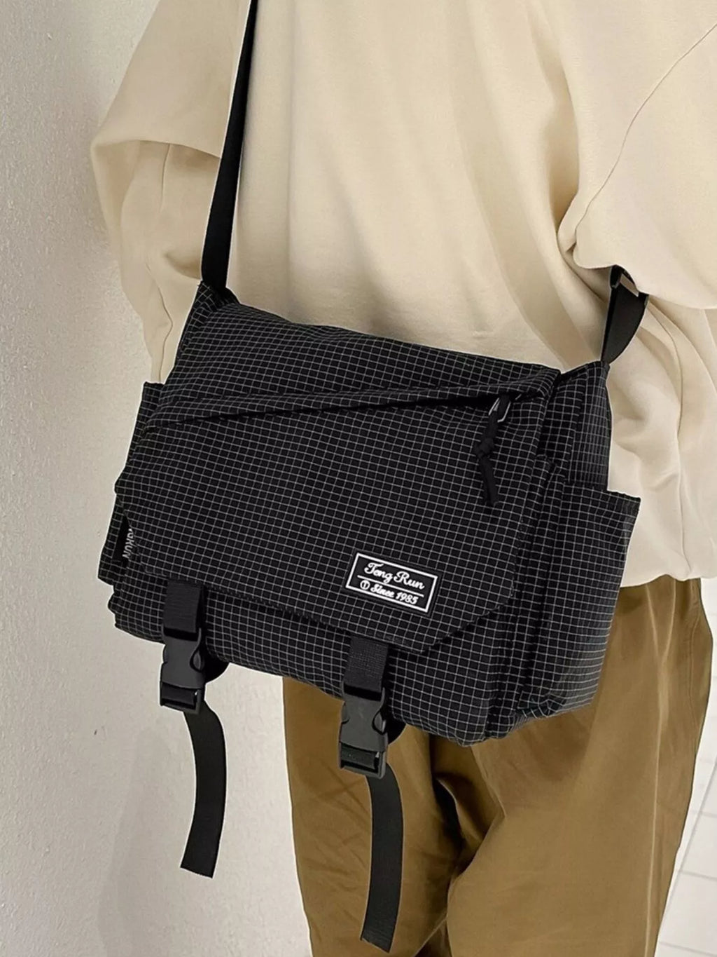 Plaid Buckle Flap Crossbody Bag