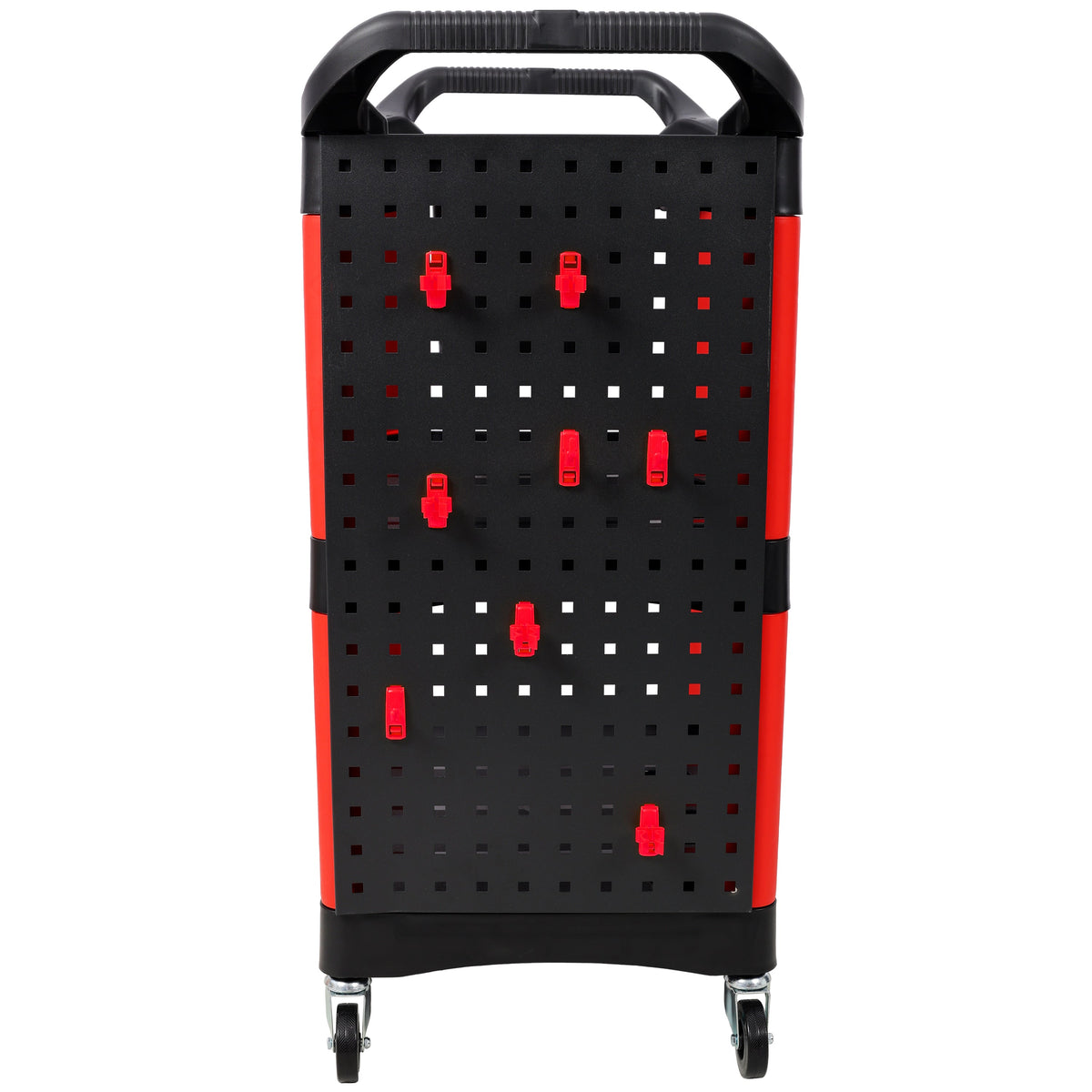 3 Tier Rolling Tool Cart with 300 lb Capacity - Red and Black