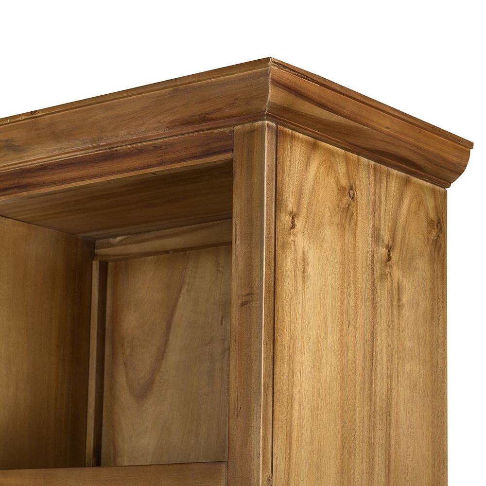 French Country Wood Cabinet Bookcase with Solid Acacia Construction - Light Brown or White