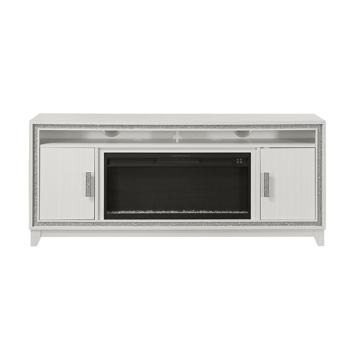Fireplace TV Stand with Adjustable Temperature and LED Options - Dark Gray or White