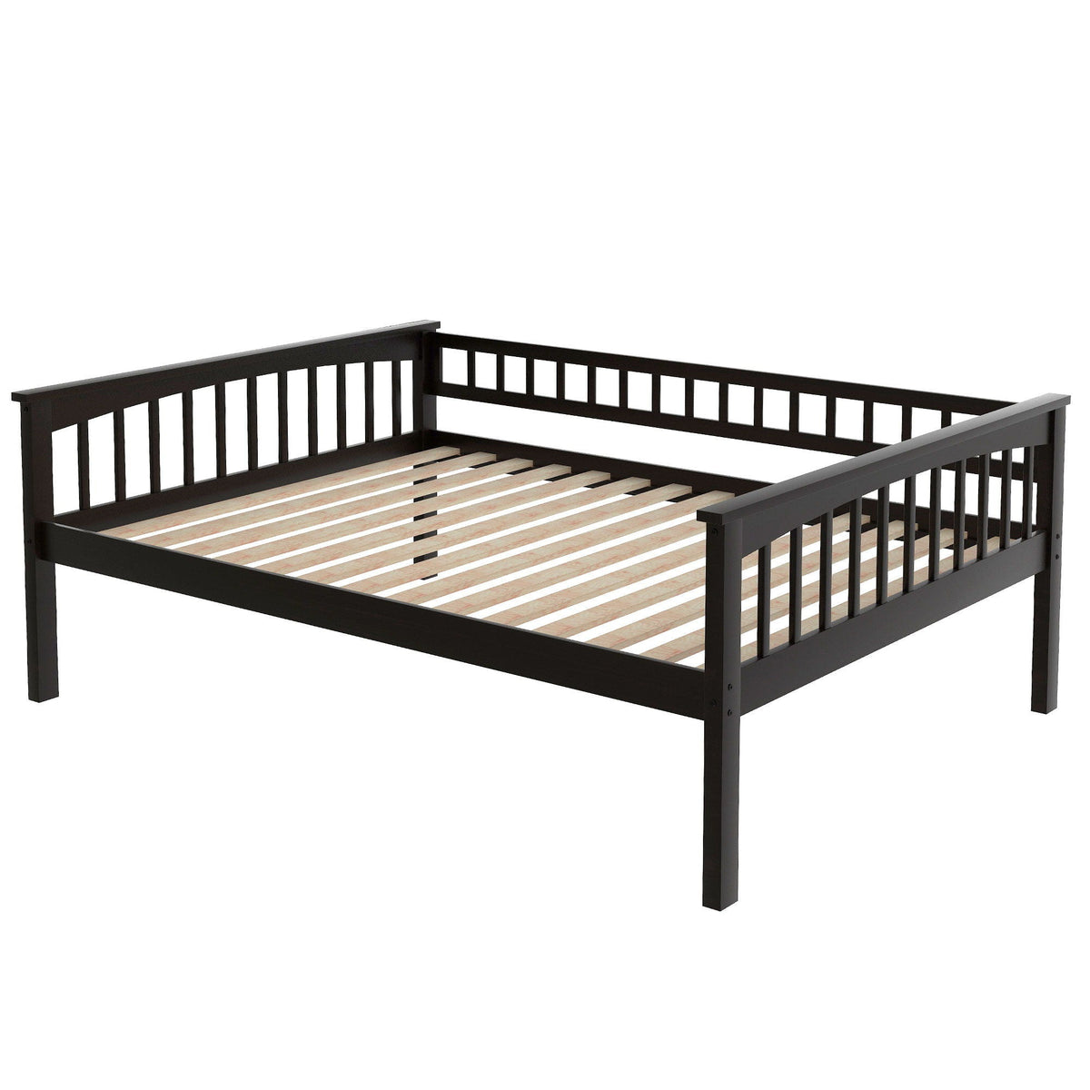 Convertible Bunk Bed With Drawers - Solid Wood with Storage - White, Dark Brown or Dark Gray