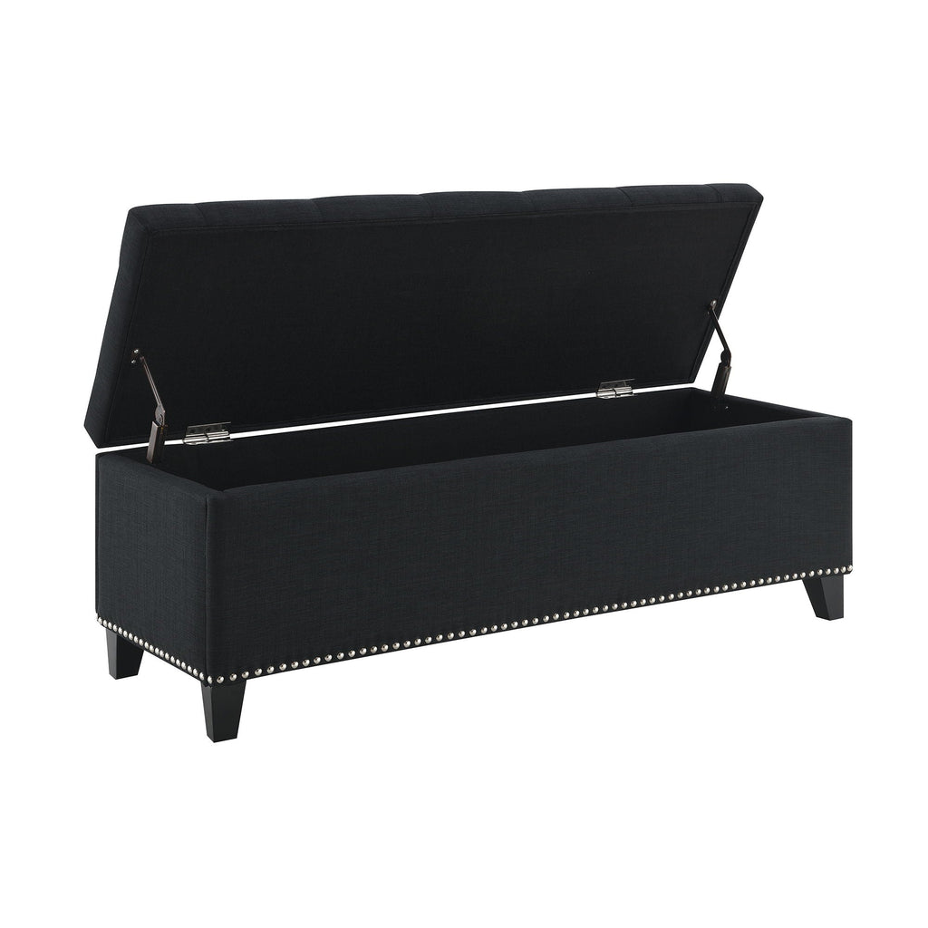 Button-Tufted Storage Ottoman with Safety Close Hinge - Light Brown or Black