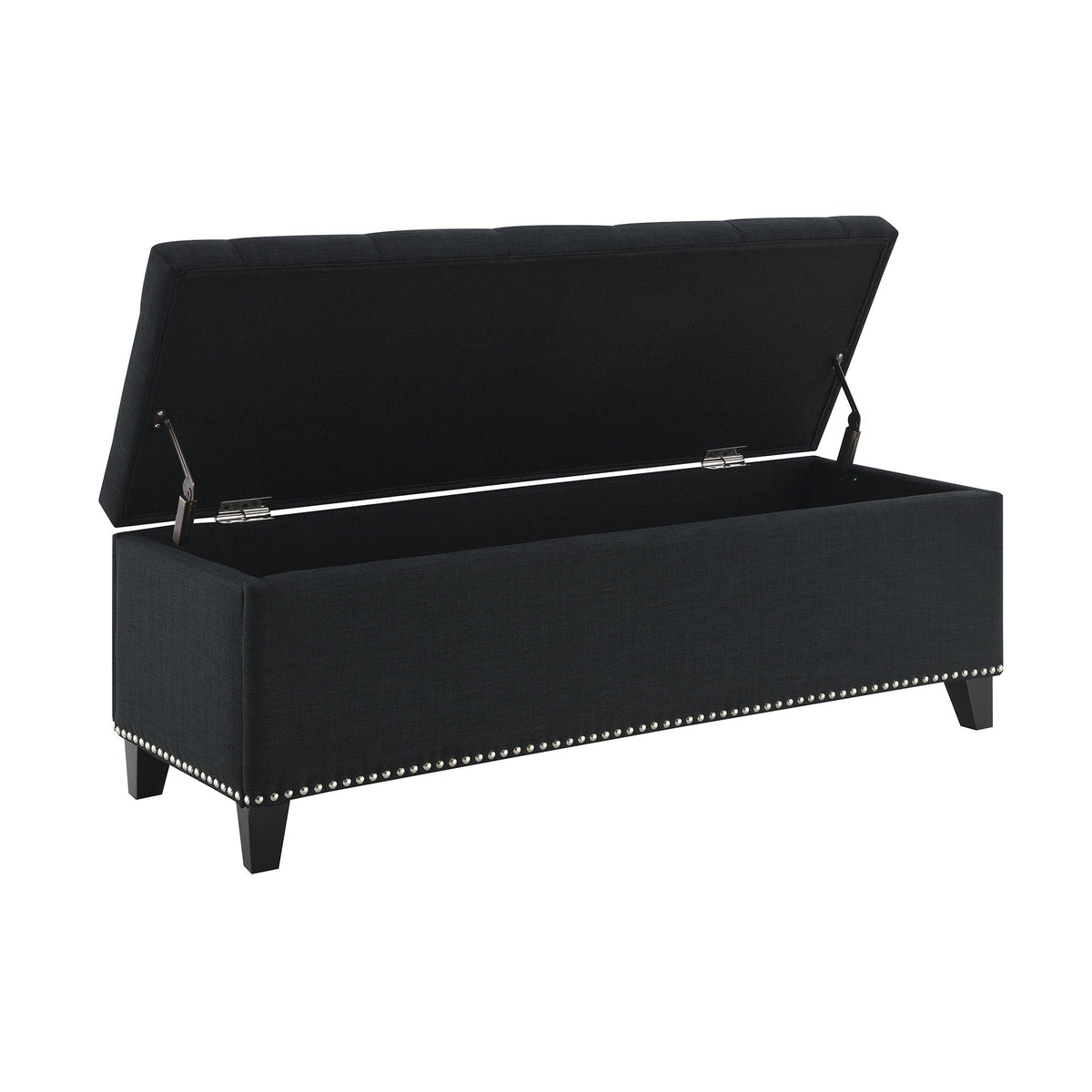 Button-Tufted Storage Ottoman with Safety Close Hinge - Light Brown or Black