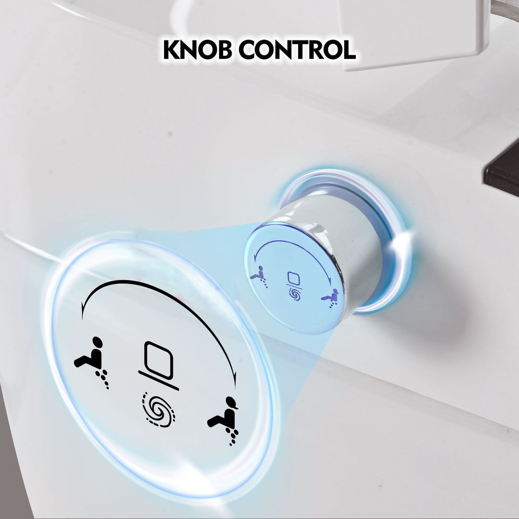 Smart Toilet Bidet Combo with Self-Cleaning Nozzle - White Night Light