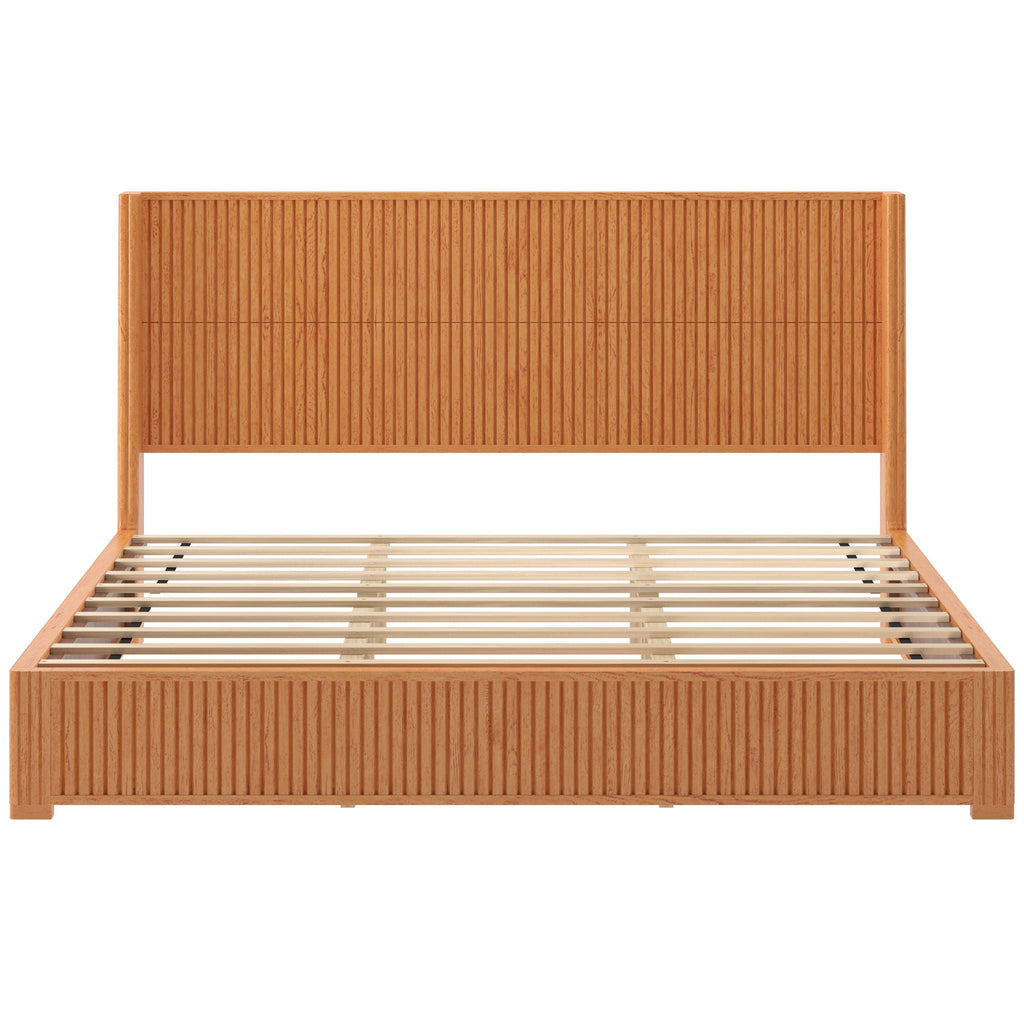 Platform Bed Frame with Headboard, Floor Standing Design - Queen & King