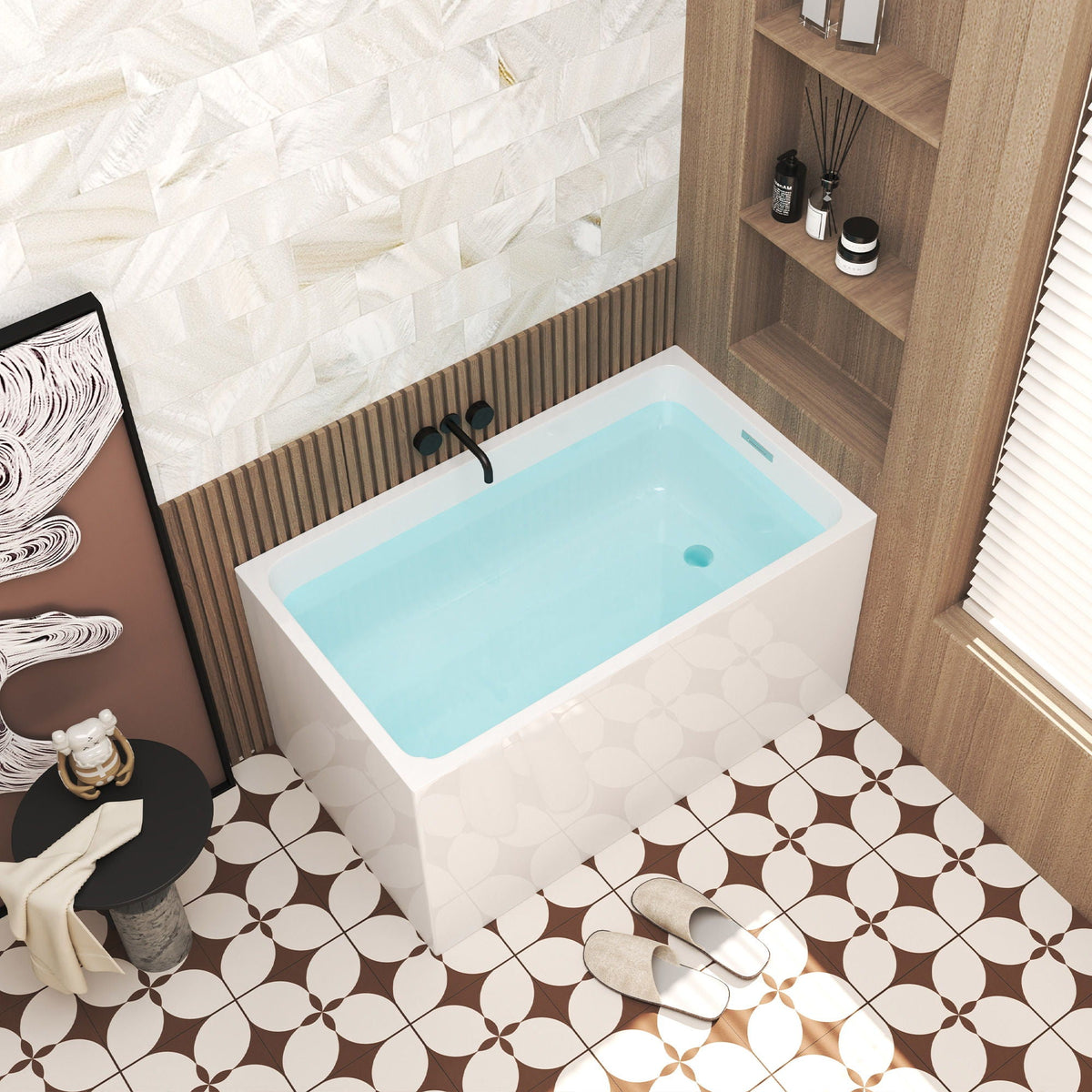 Gloss White Freestanding Bathtub with Drain – Rectangular Shape