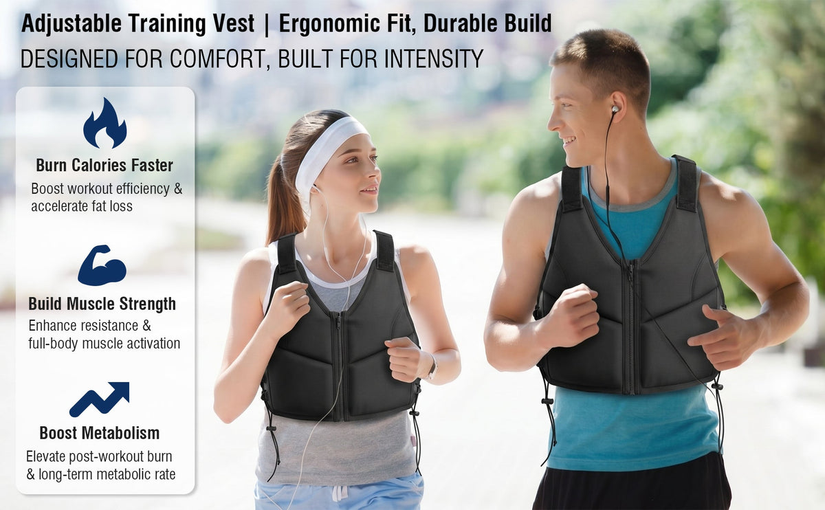 10LBS Adjustable Weighted Vest for Women with Secure Fit - Black