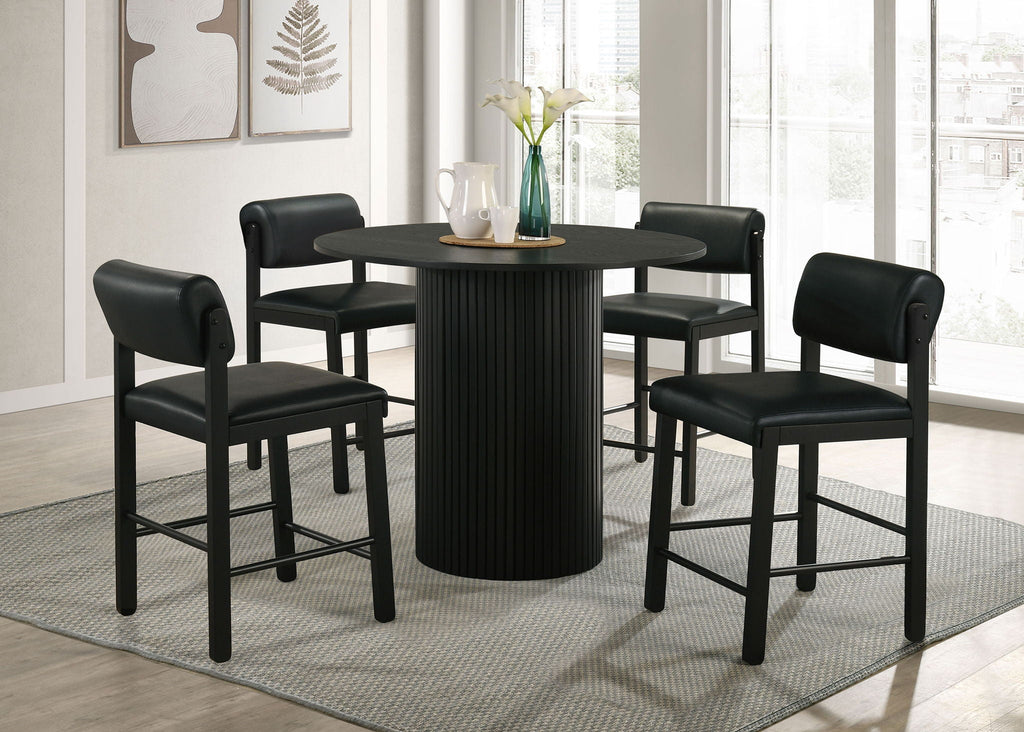 Hamlyn 5-piece Round Wood Counter Height Dining Set Black