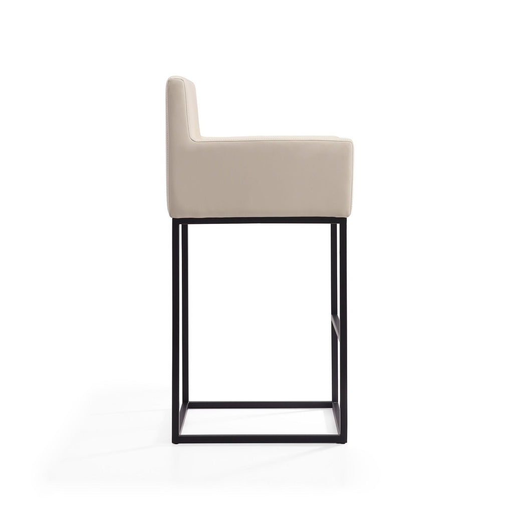 Ambassador Counter Stool with Square Frame and Armrests - Dark Gray or Beige