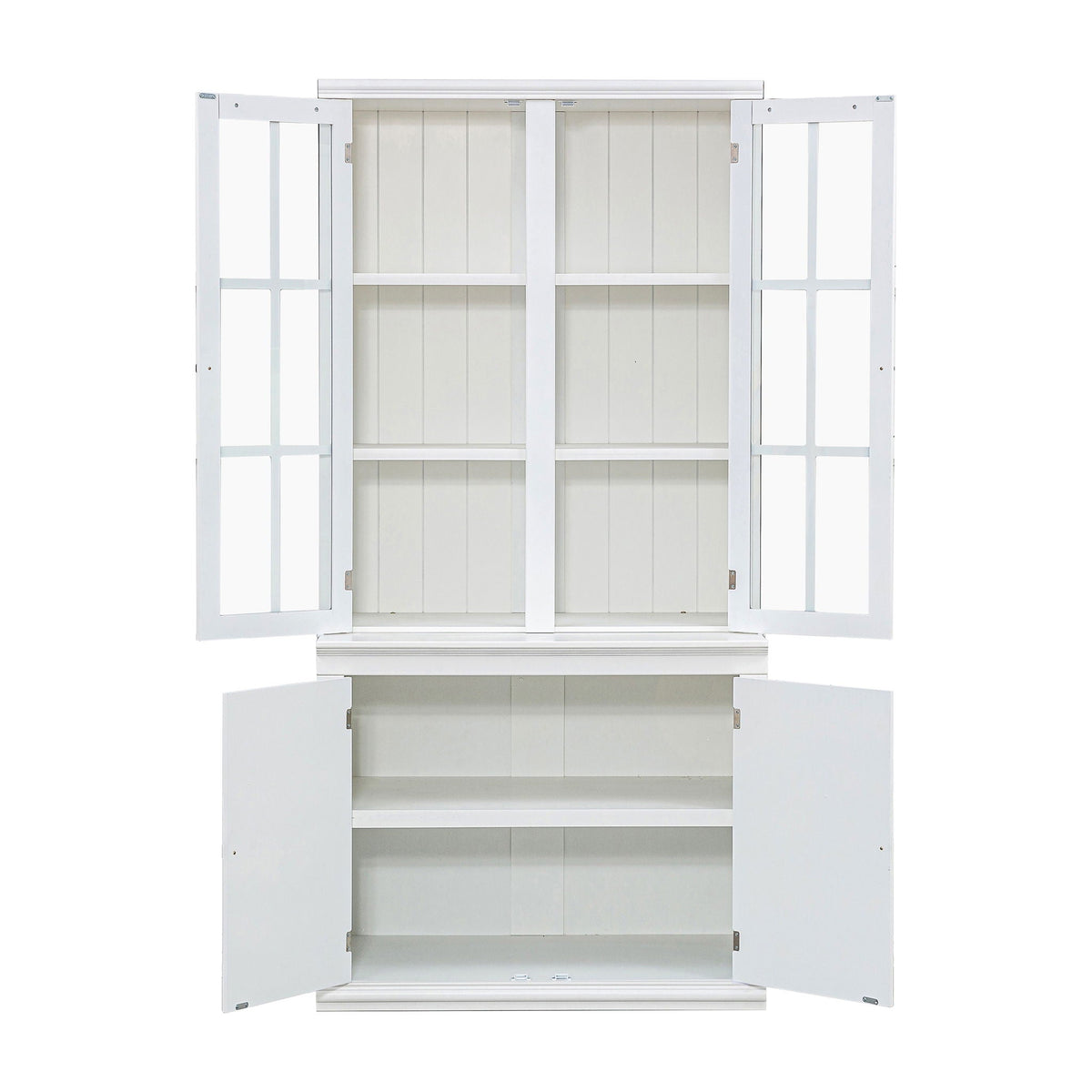 Retro Style Hutch Cabinet with Glass Door - White