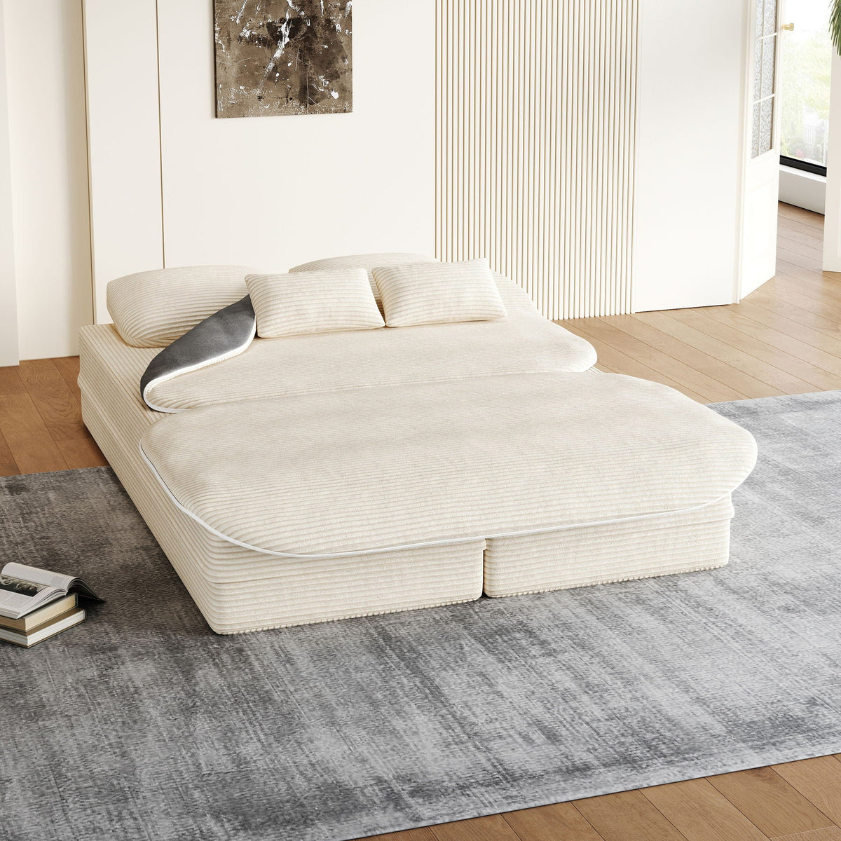 2 In 1 Foldable Sofa Bed with Multi Functional Blanket - Futon Sofa