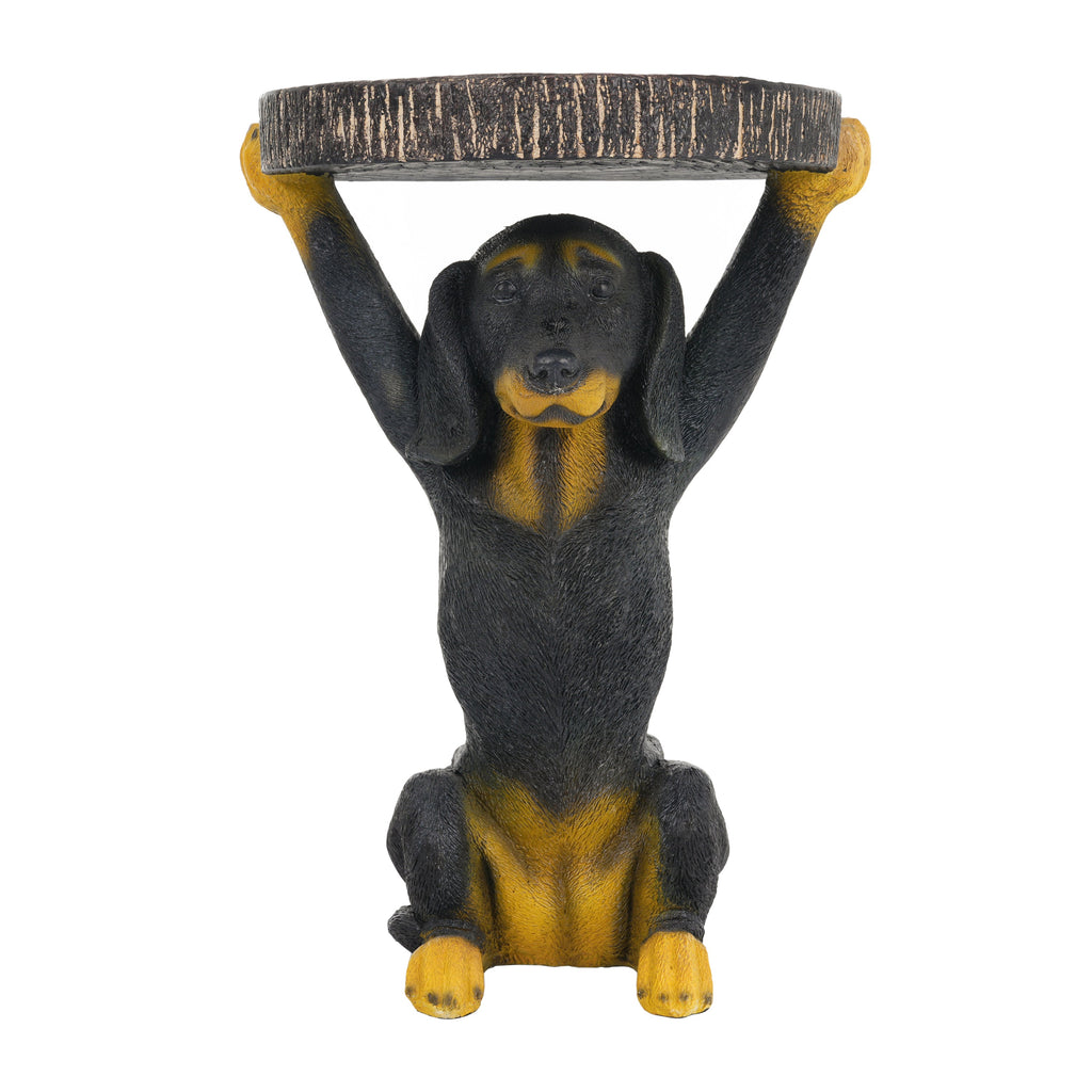 Whimsical Black Dog MGO Side Table with Weather-Resistant Finish - Black