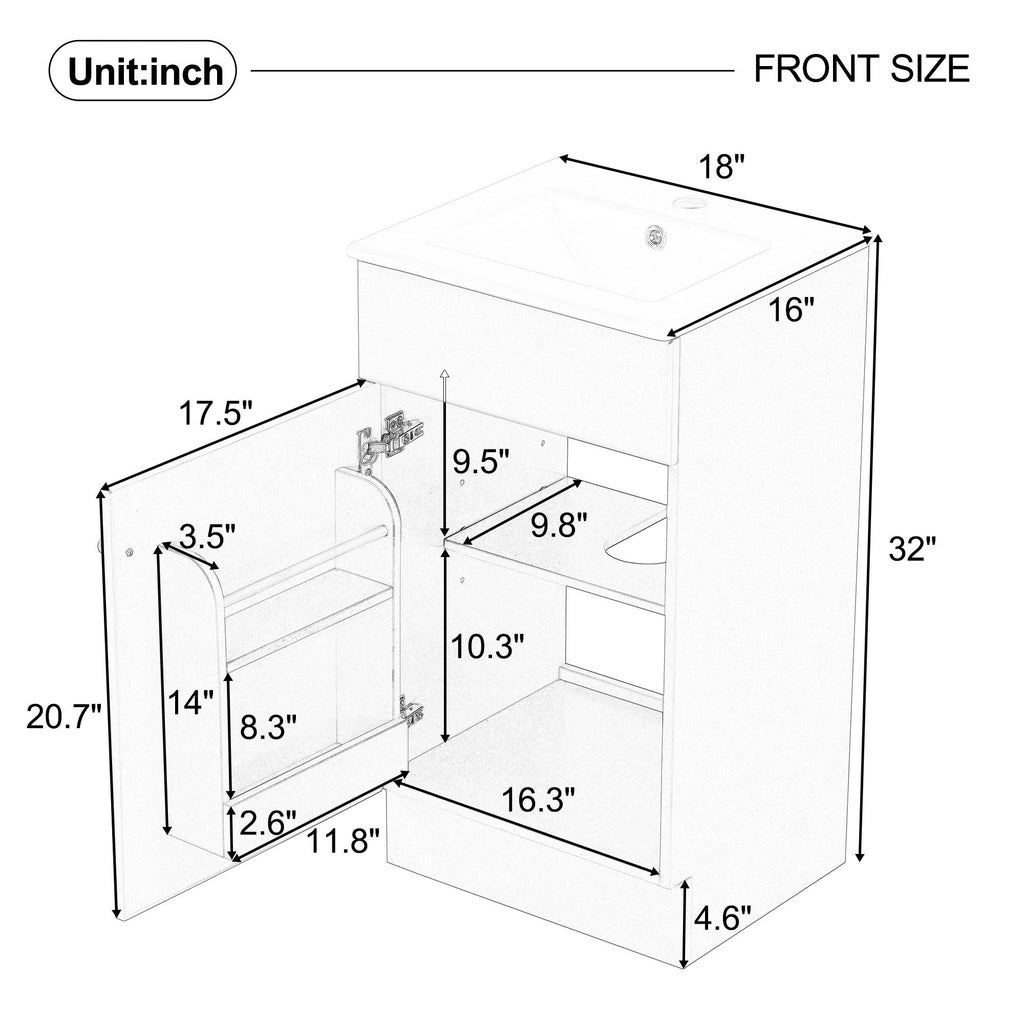 Bathroom Vanity with Sink and Adjustable Shelf - Multiple Colors