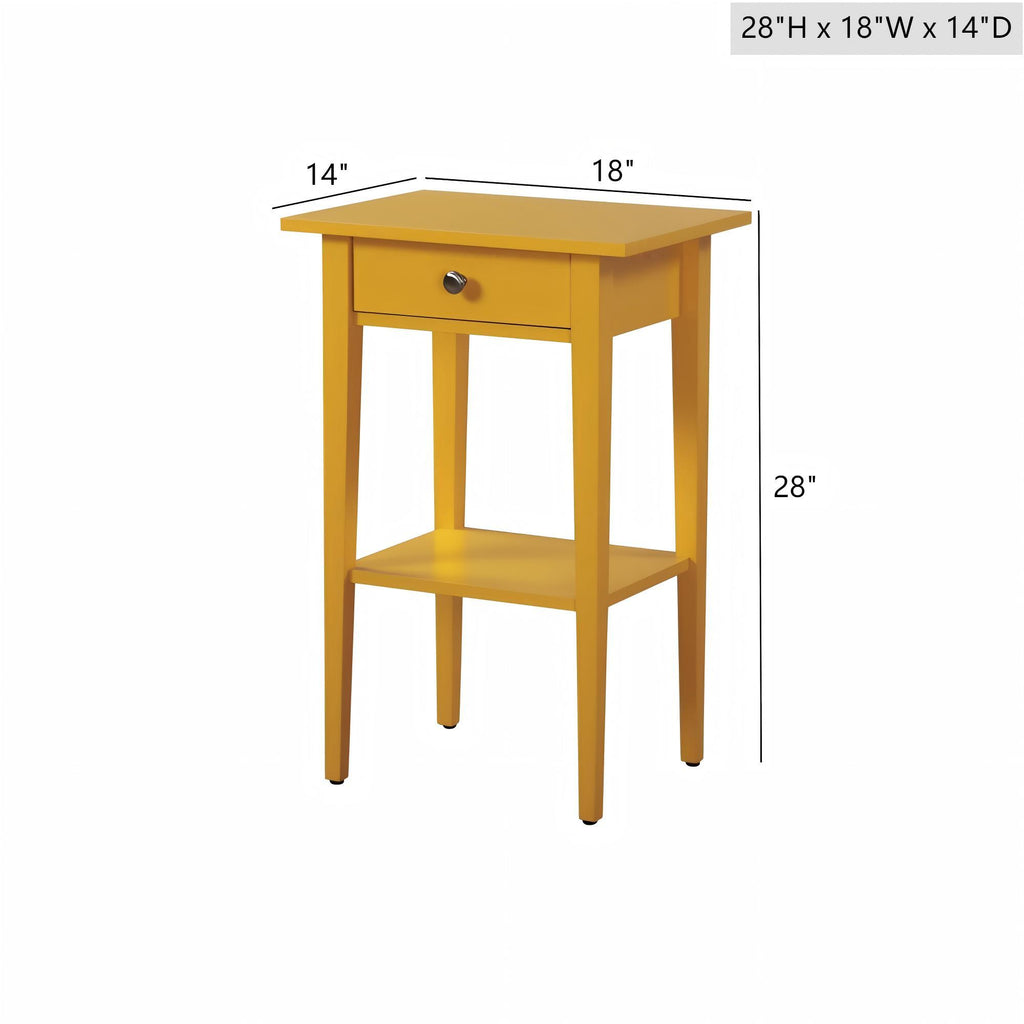 Wood Nightstand with Drawer and Shelf - Multiple Colors