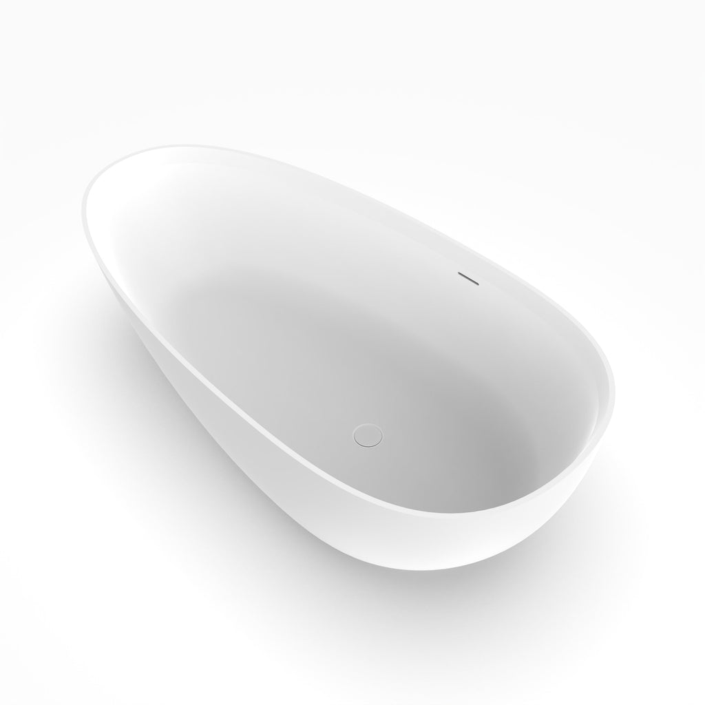 71 Inch Artificial Stone Freestanding Bathtub with Solid Surface - Matte White