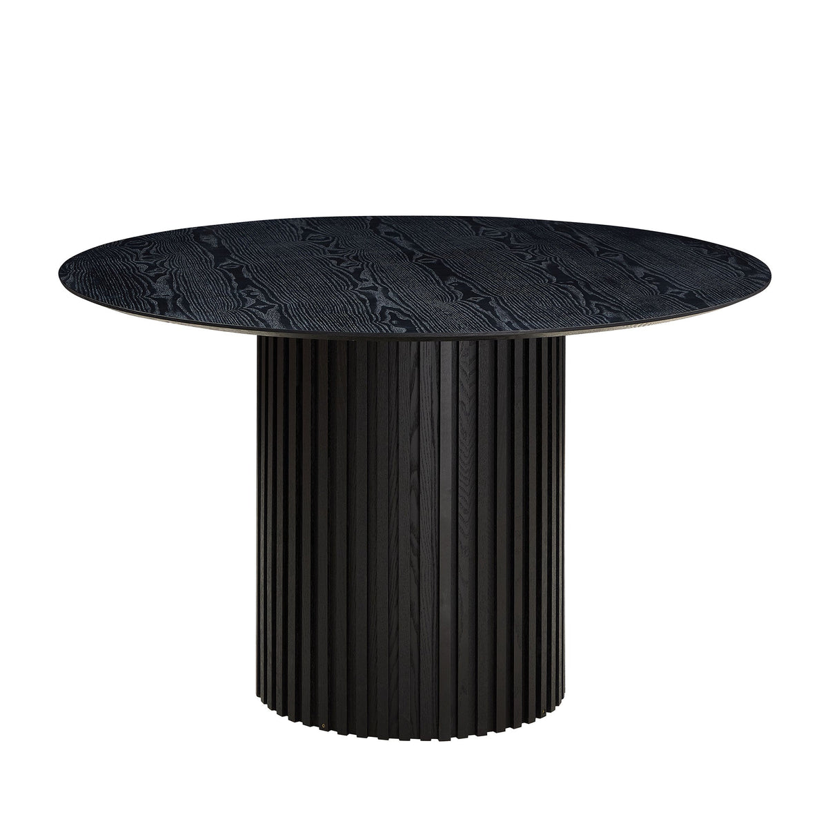 46.45 Inch MDF Round Dining Table with Modern Slatted Design - Natural