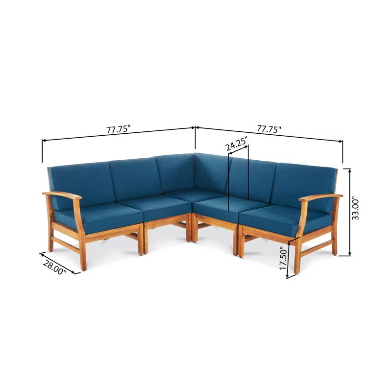 Perla 5 Pieces Sofa Set with Water-Resistant Cushions - Beige or Blue