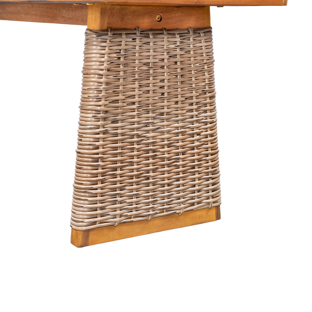 Acacia Wood Outdoor Dining Table Set with PE Wicker Bench - Brown or Grey