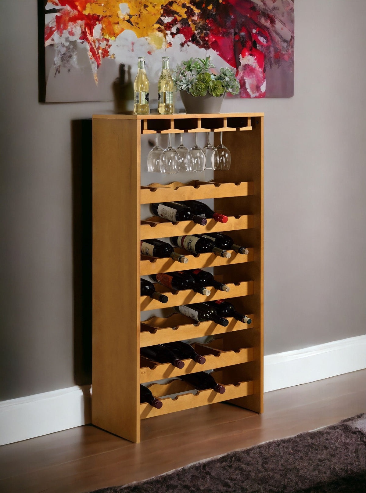 Hanzi Built-in Wine Rack with Stemware Holders - Particle Board