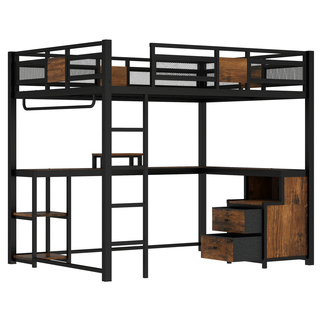 Queen Loft Bed with Desk and Storage - Space Saving Solution