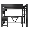 Gaming Loft Bed With Desk, Storage Shelves, LED and Charging Station - Full