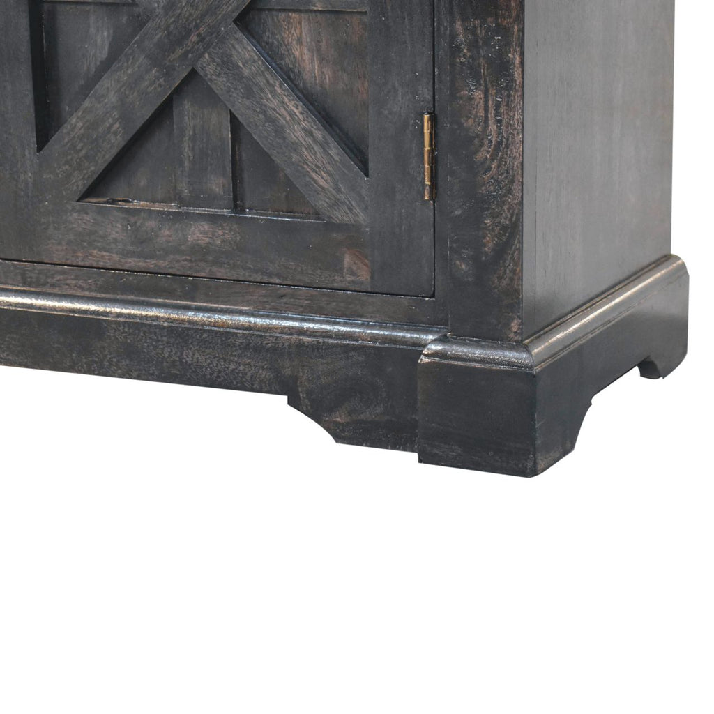 Solid Wood Regal Rustic Sideboard with 6 Compartments - Black & Oak