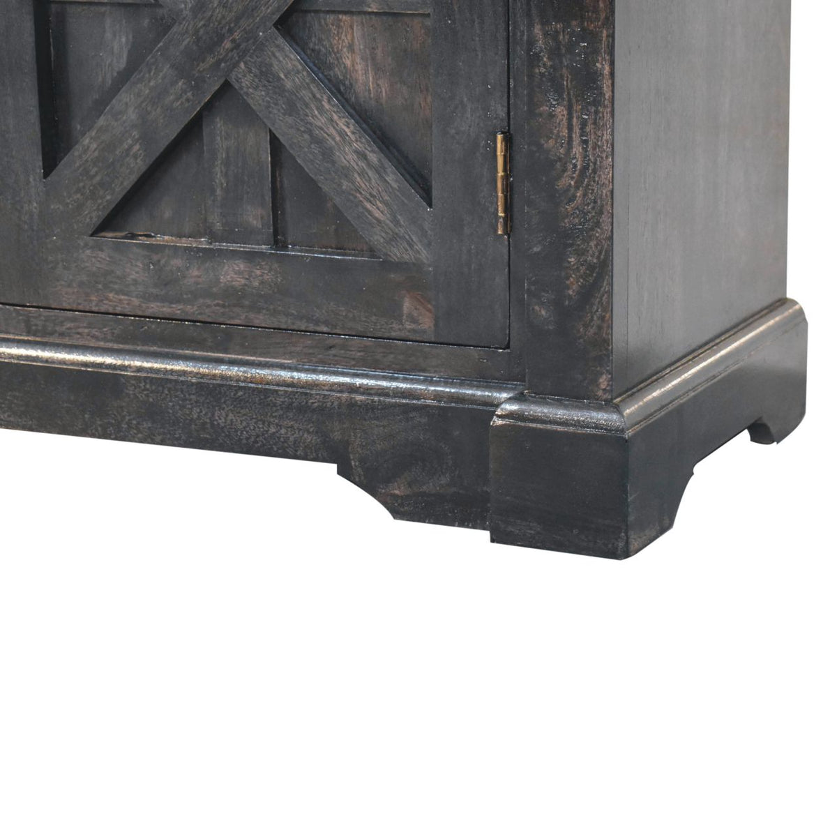 Solid Wood Regal Rustic Sideboard with 6 Compartments - Black & Oak