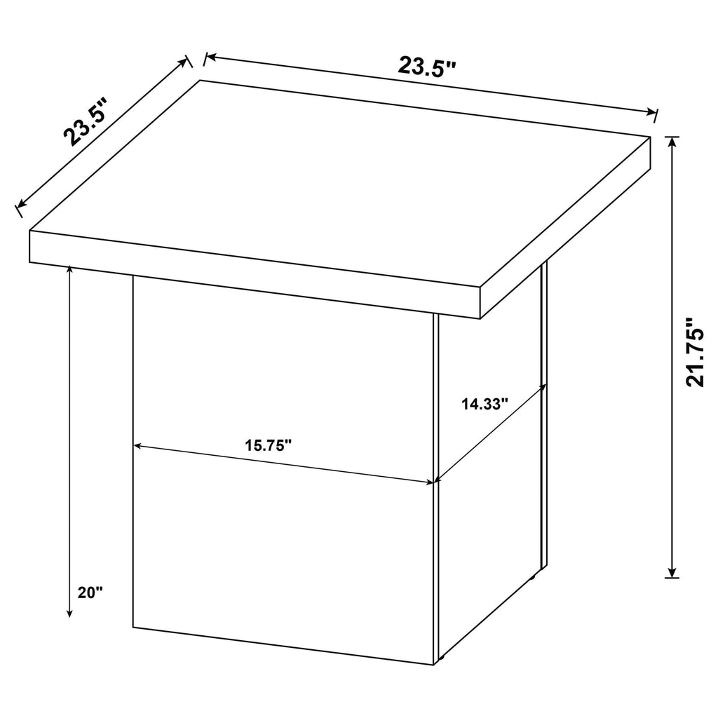 Exeter Square End Table with Laminate Veneer - Black or Light Brown