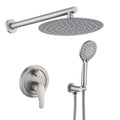 Wall Mounted Shower Set with High Pressure 10" Rain Head & 5-Function Handheld - Gold or Pearl Silver