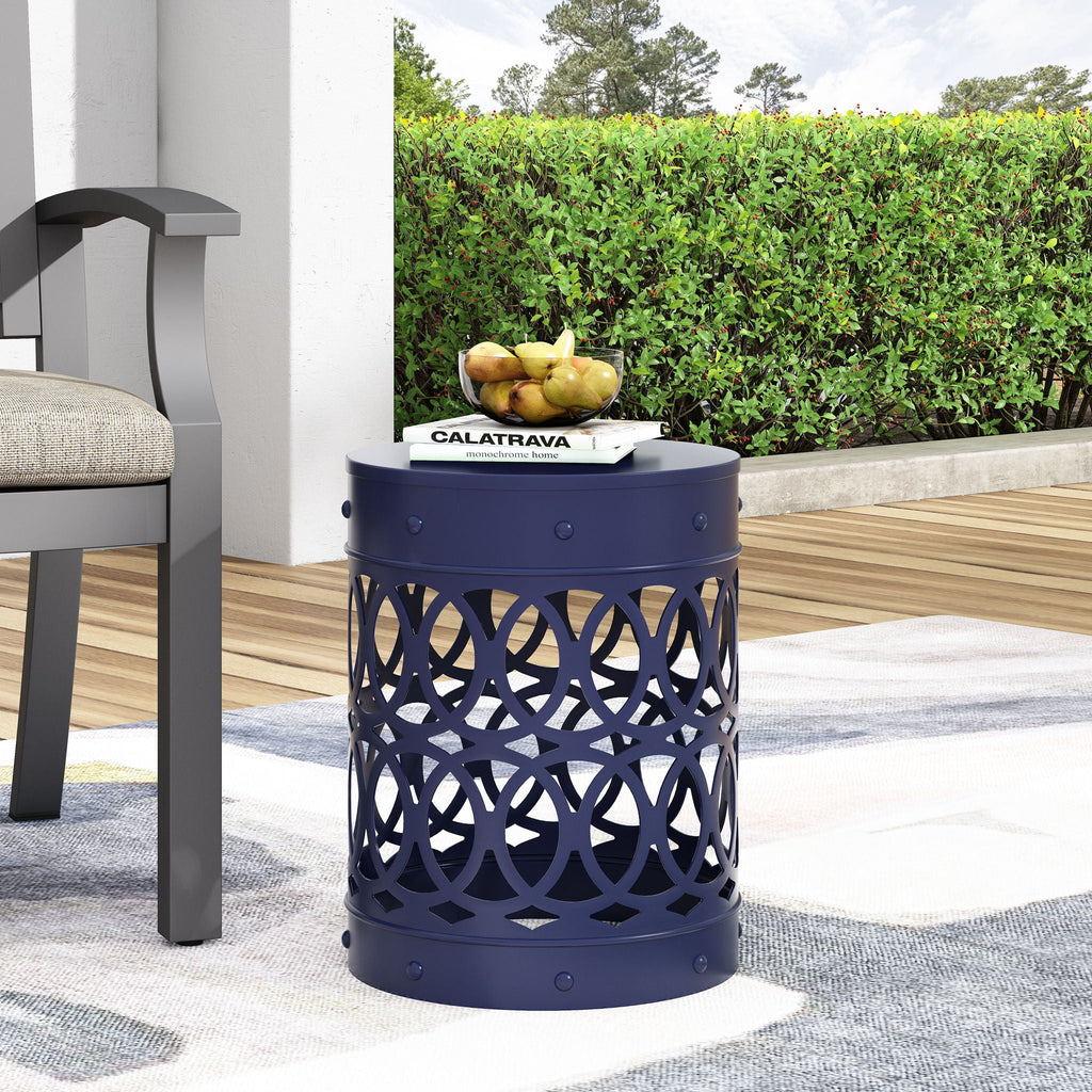 Outdoor Metal Large End Table with Modern Design - Multiple Colors