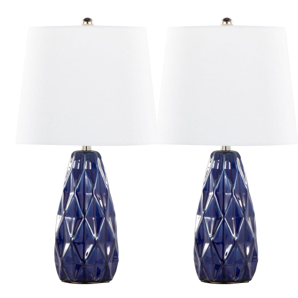 Contemporary Lamp Set of 2 with Ceramic Body - Blue