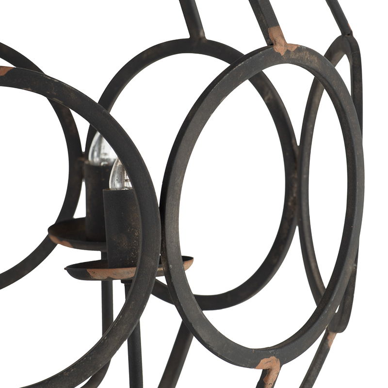 4 Light Metal Chandelier With Adjustable Chain - Black