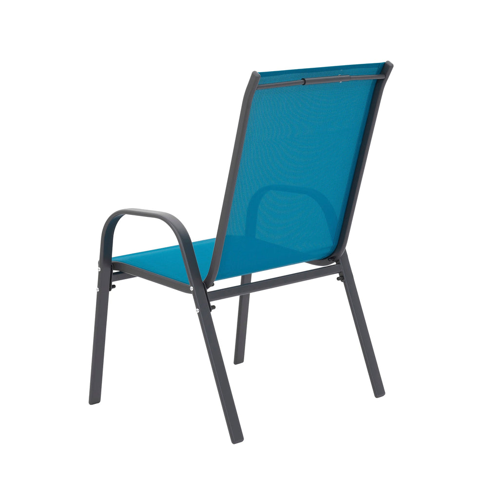Blue Patio Chairs 8 Piece Set with Steel Frame - Blue
