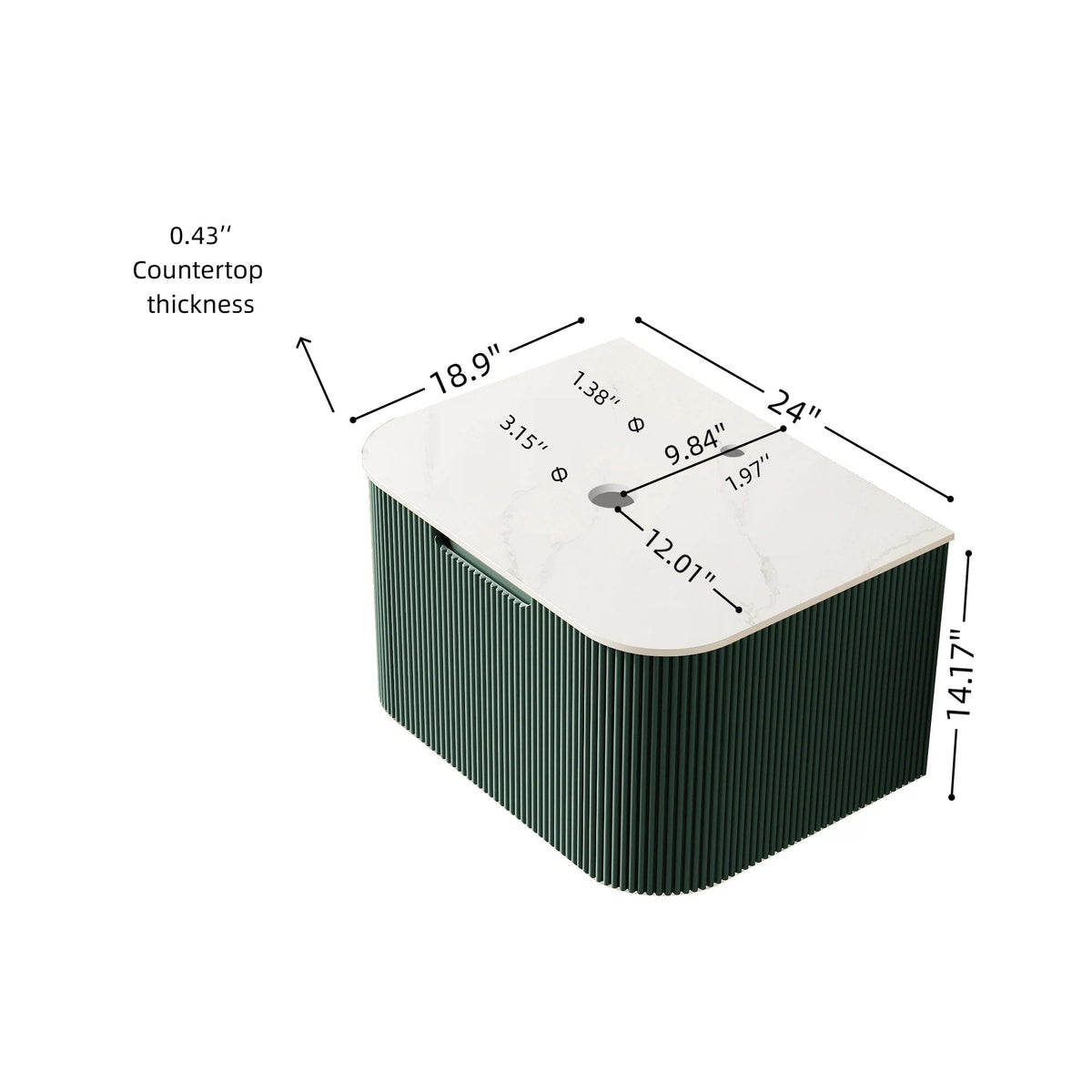 DINA 24'' Wall Mounted Plywood Bathroom Cabinet with Carrara Finish - Dark Green or Black