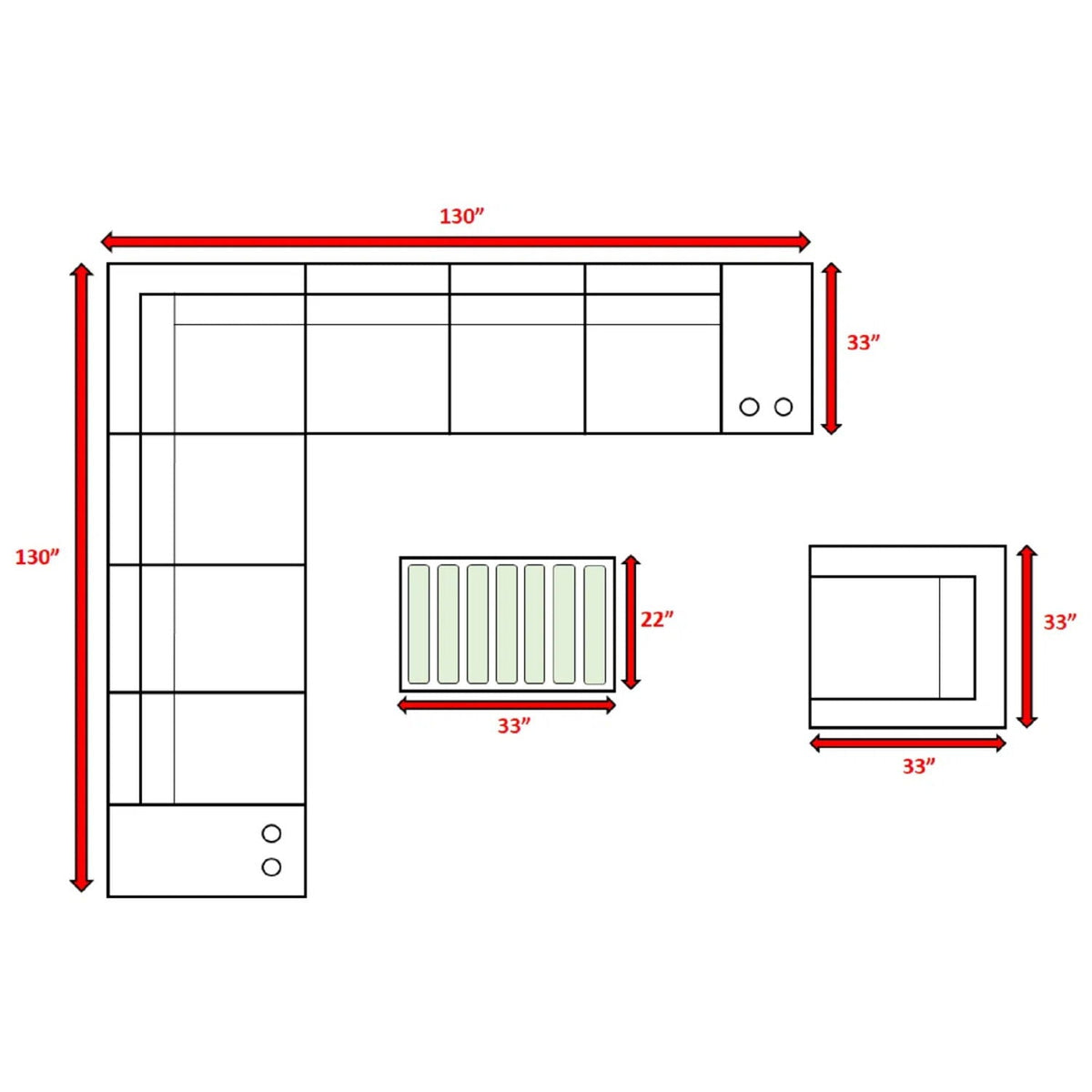 Modern Patio Rattan Sectional Set with Cushions - Multiple Set Options
