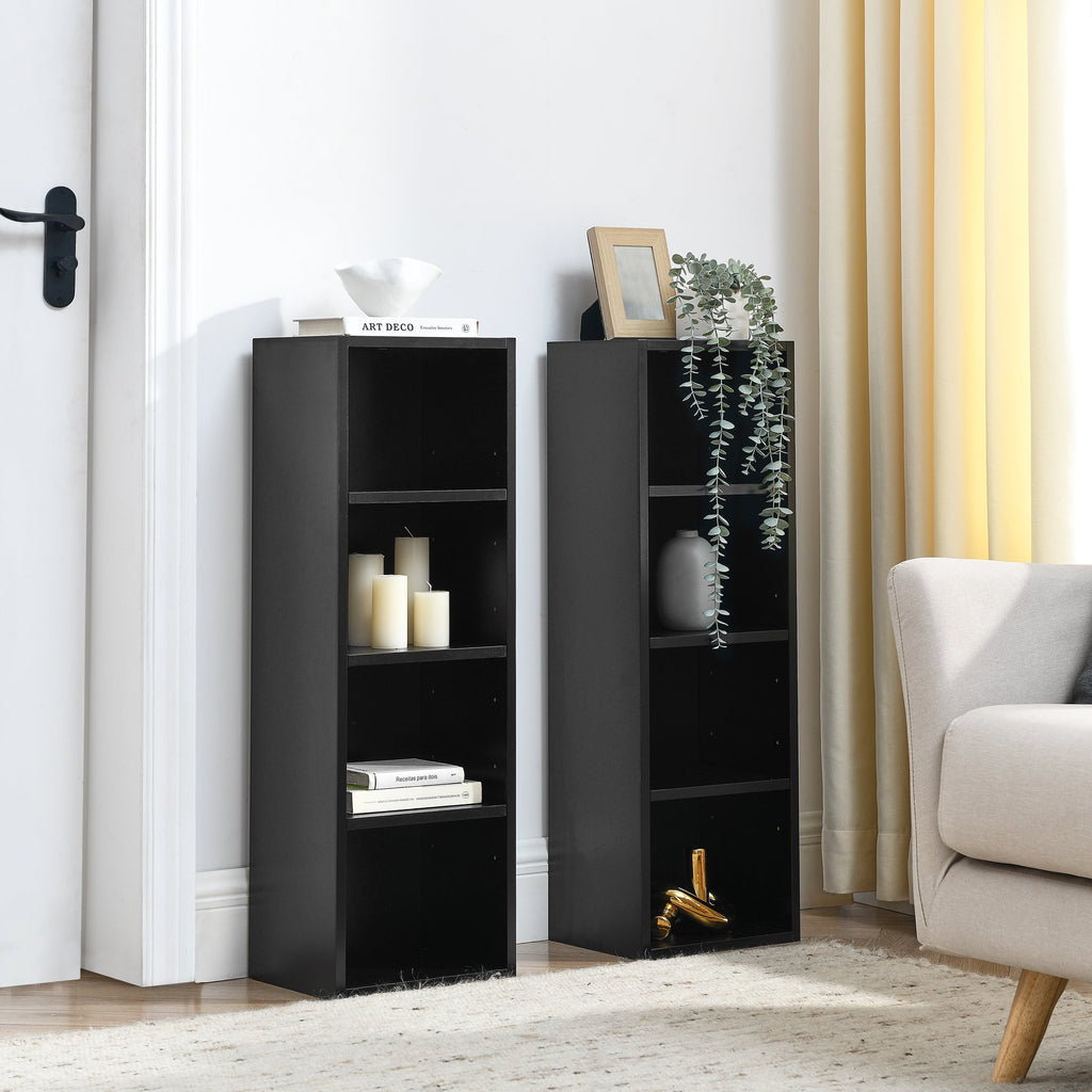 8-Tier Media Tower Rack with Adjustable Shelves - Black or Walnut