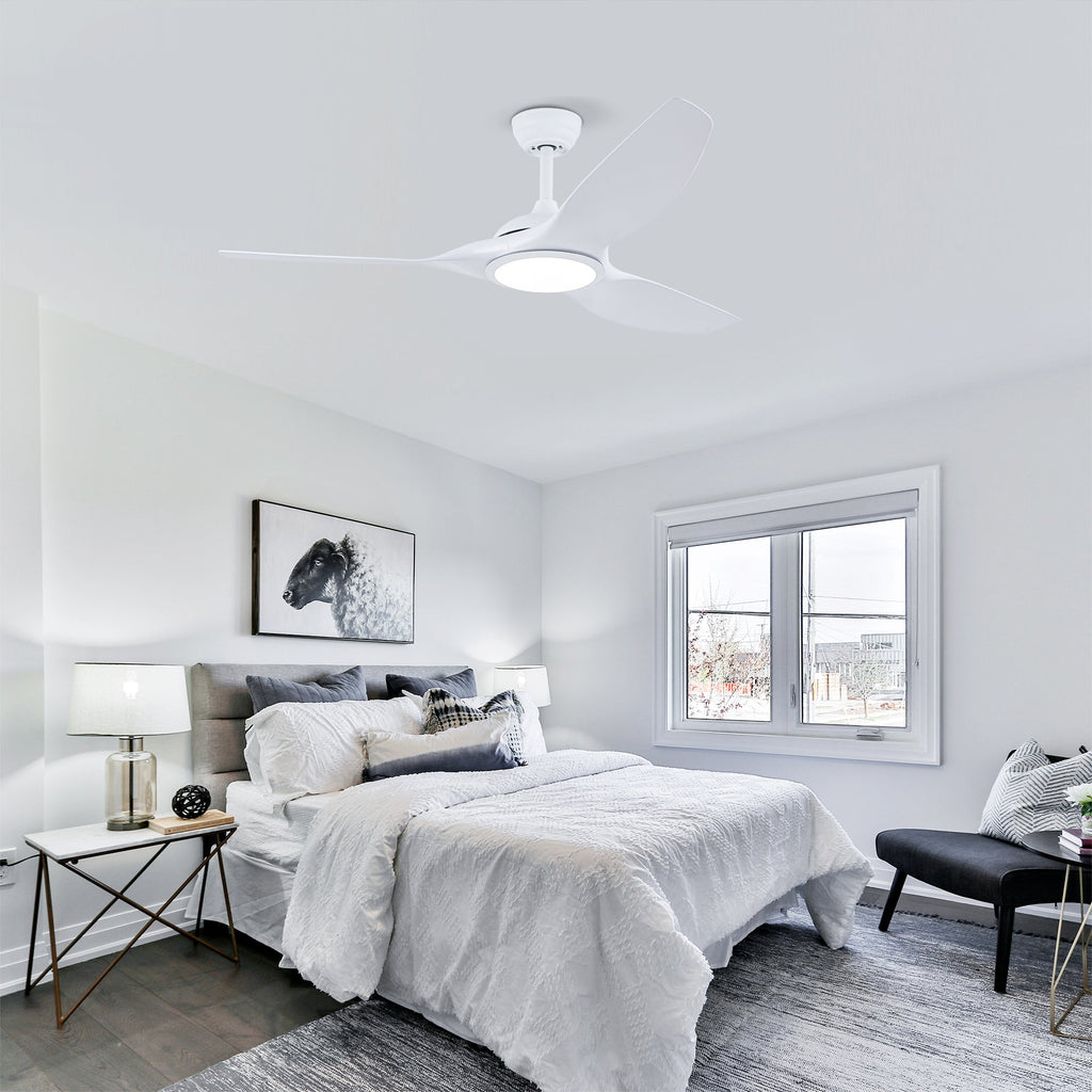 52 Inch Ceiling Fan with LED Light Kit and Remote - Matte White