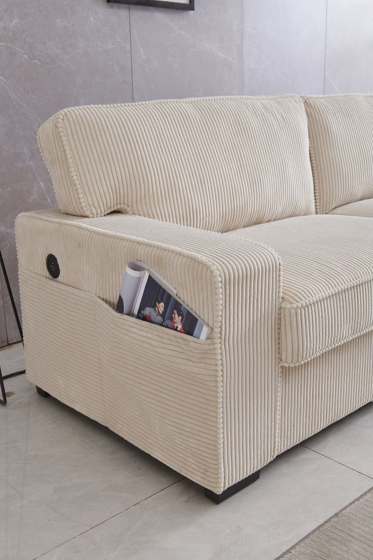 Exceptional Comfort Loveseat with Adjustable Headrests - Beige or Dark Gray