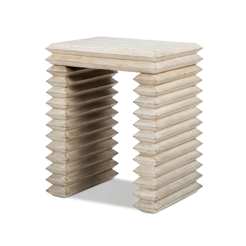 Geometric Waterfall Console Table with Solid Wood Construction - White or Light Brown