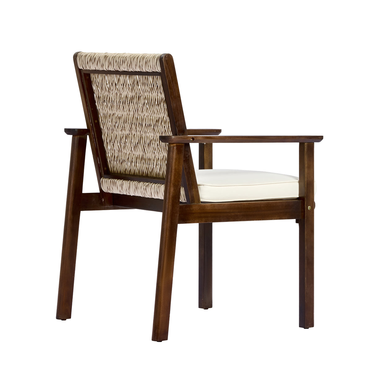 Acacia Wood Outdoor Dining Chair Set with Wicker Rattan and Waterproof Cushions