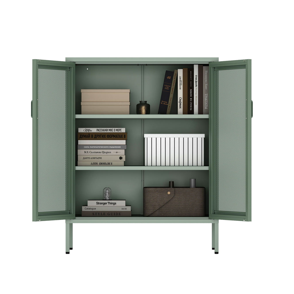 Metal Accent Cabinet with Adjustable Shelves - Black, Green, or White