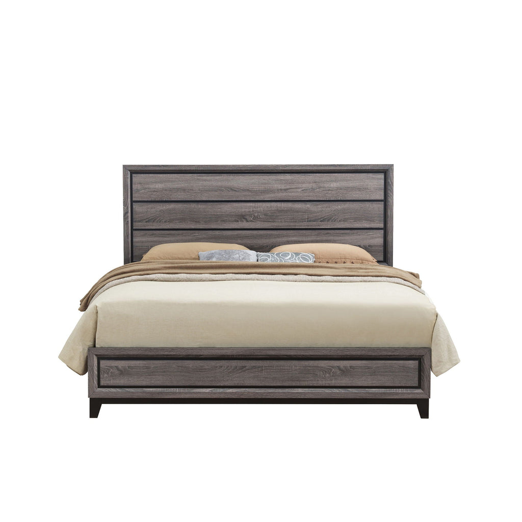 Mirage Panel Bed with Contemporary Headboard - Available in Dark Gray or White