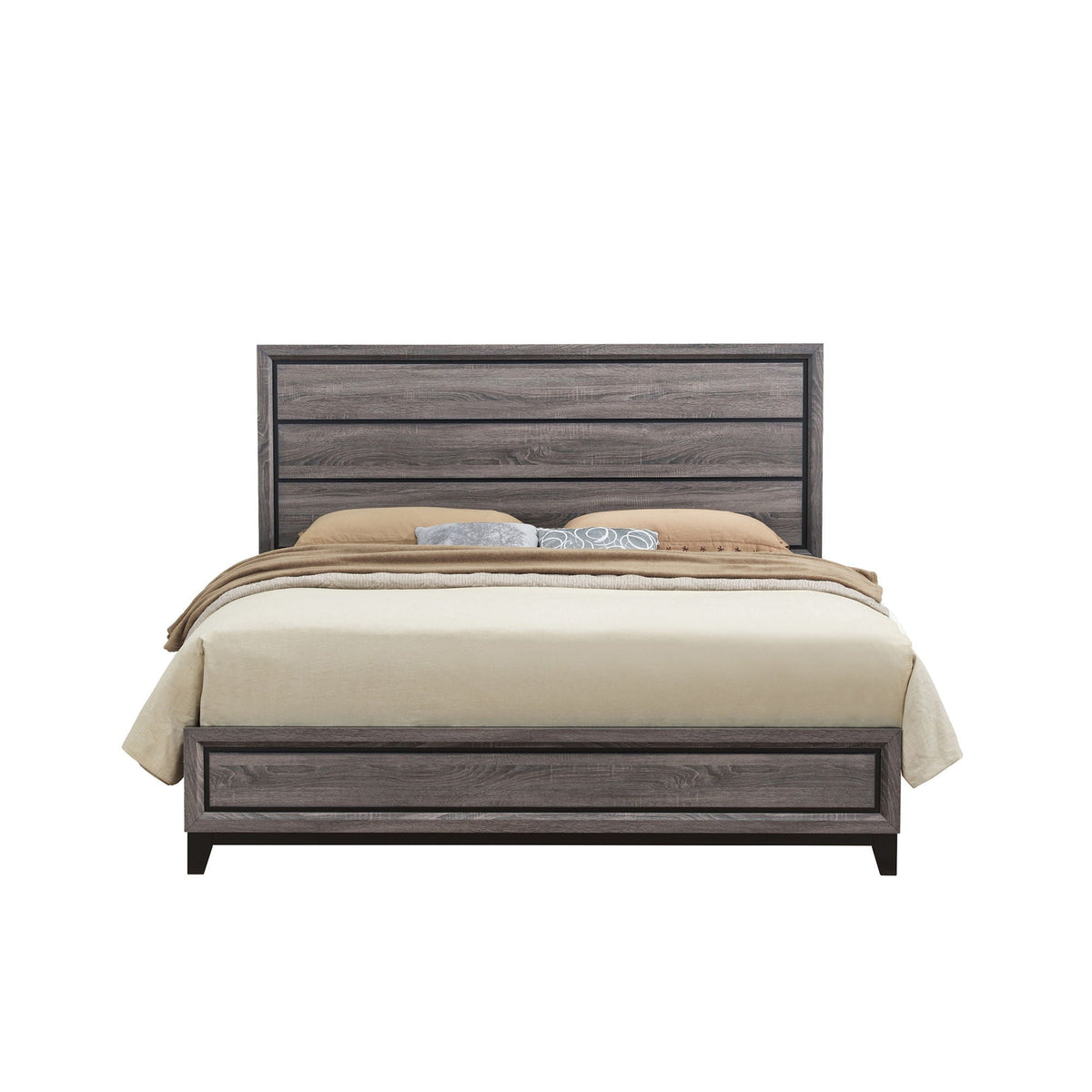 Mirage Panel Bed with Contemporary Headboard - Available in Dark Gray or White