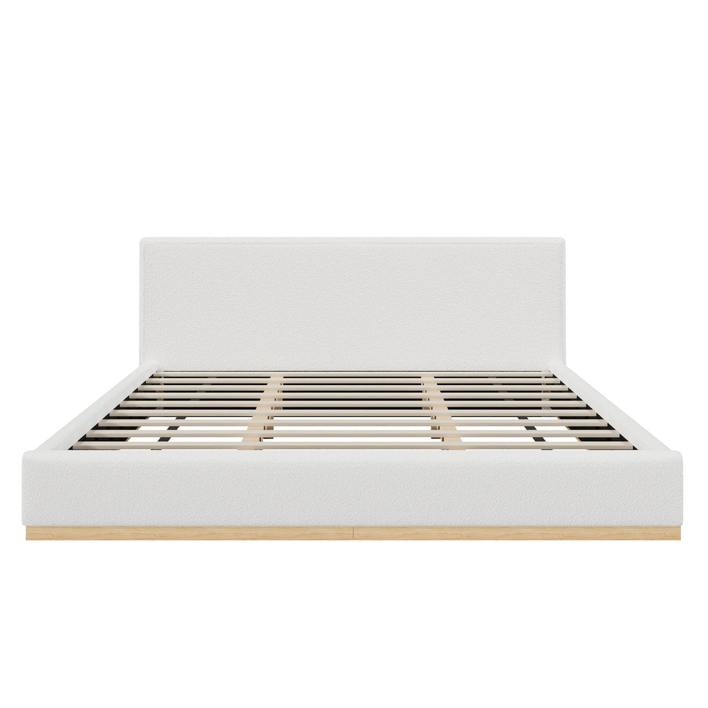 Elegant Upholstered Bed with Solid Wood Frame - Multiple Colors