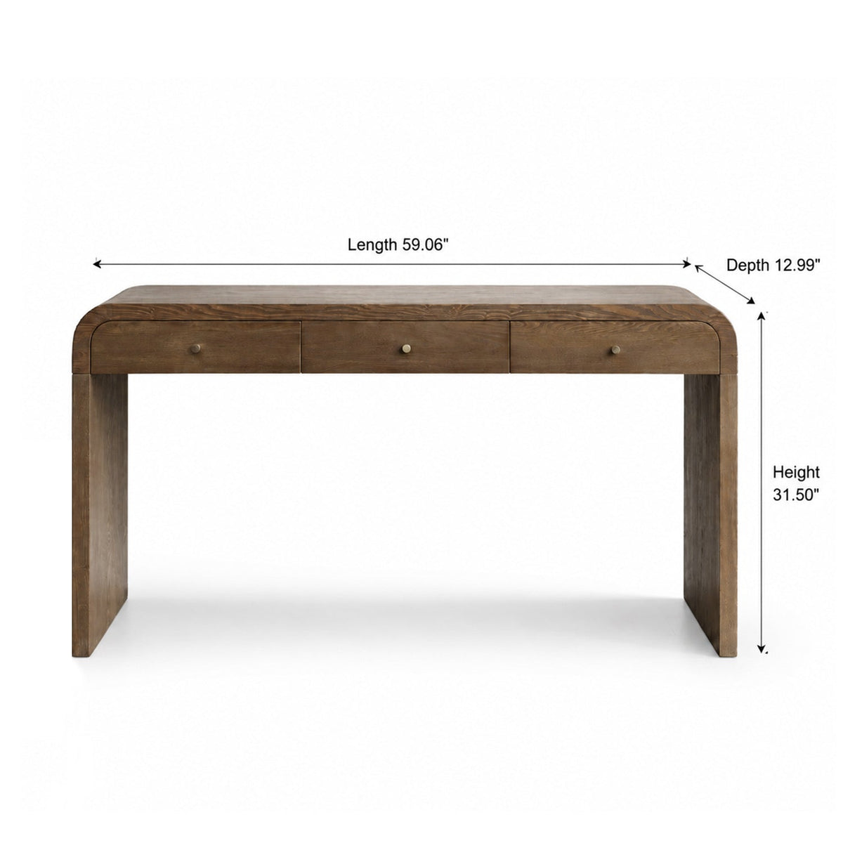 Dark Storage Table with 3 Drawers - Aged Blue & Dark Brown